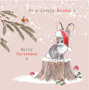 Niece Bunny Christmas Card