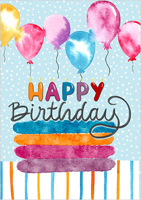 Birthday Watercolour Balloons Card
