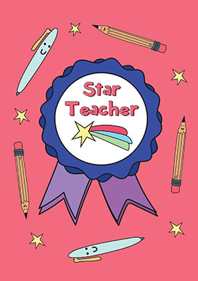 Star Teacher Rosette Thank You Card