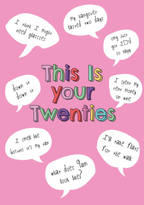 This Is Your Twenties Pink Birthday Card