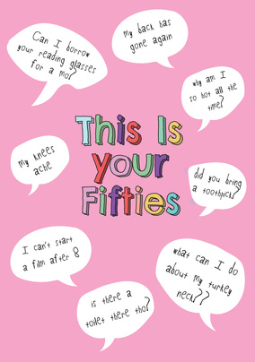 This Is Your Fifties Pink Birthday Card