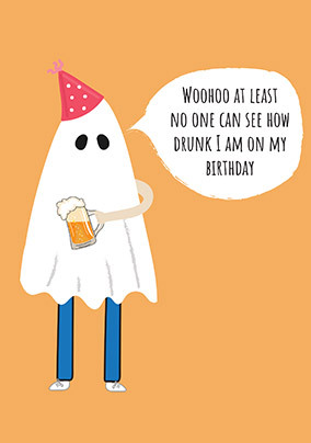 Drunk Ghost Costume Birthday Card