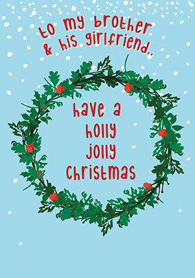 Brother & Girlfriend Holly Jolly Christmas Card