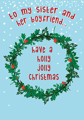 Sister & Boyfriend Holly Jolly Christmas Card