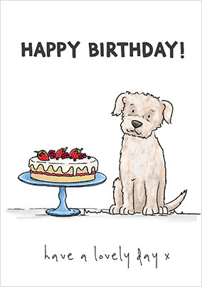 Dog and Birthday Cake Card