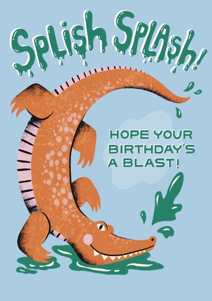 Splish Splash Crocodile Birthday Card