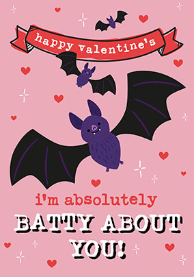 Batty About You Valentine's Day Card