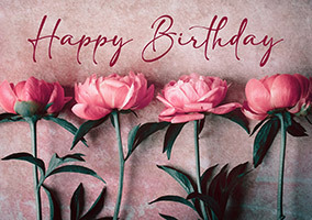 Pink Peonies Birthday Card