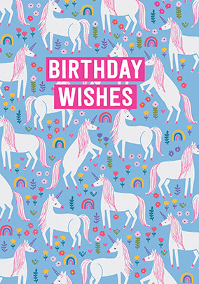 Unicorn Birthday Wishes Card