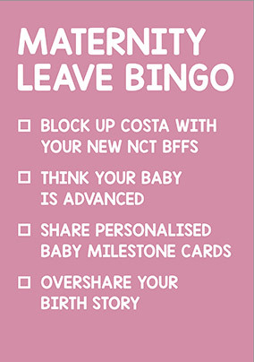 Mat Leave Bingo Card