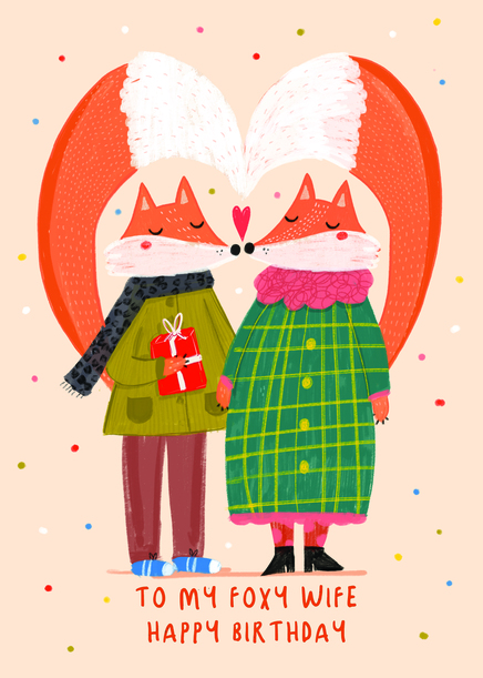 Foxy Wife Cute Birthday Card