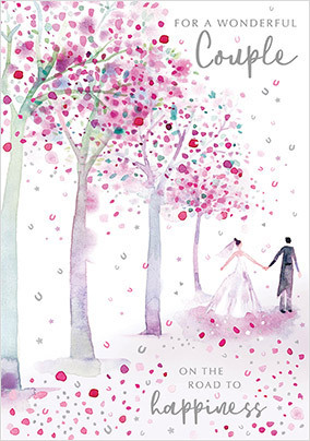 Wonderful Couple Trees Traditional Wedding Card