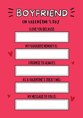 Boyfriend Review Valentine Card