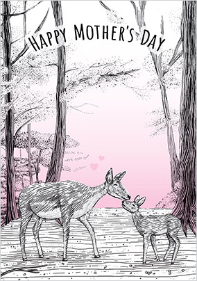 Mother's Day Doe and Baby Card