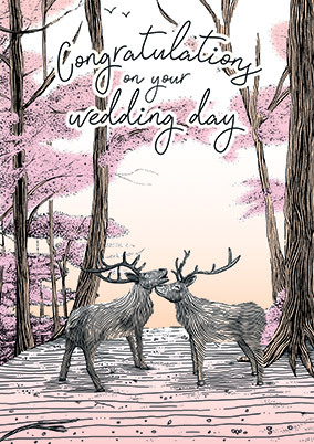 Woodland Stag & Stag Wedding Card