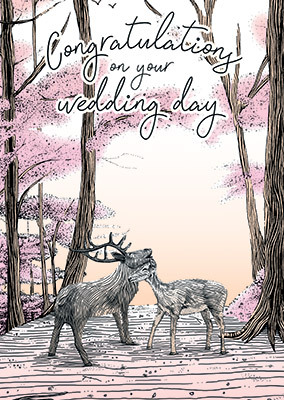 Woodland Stag & Doe Wedding Card