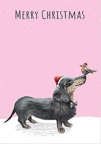 Tap to view Christmas Dachshund and Robin Card