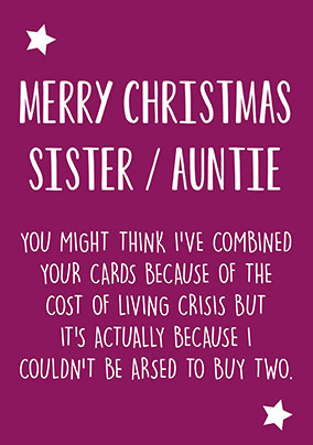 Merry Christmas Sister and Auntie Card
