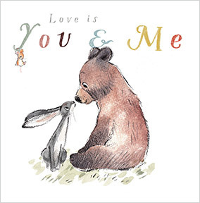 You & Me Cute Animals Wedding Card