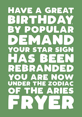 Zodiac of the Aries Fryer Birthday Card