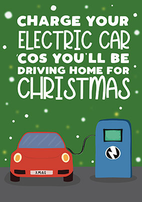 Electric Car Christmas Card