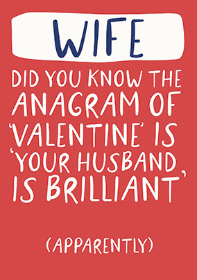 Wife Anagram Valentine's Day Card