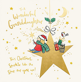 Wonderful Granddaughter Star Christmas Card
