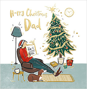 Dad Lounging Christmas Card