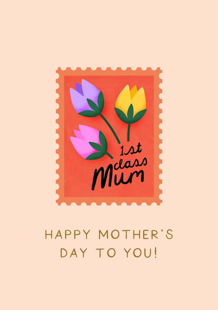 1st Class Mum Cute Mother's Day Card