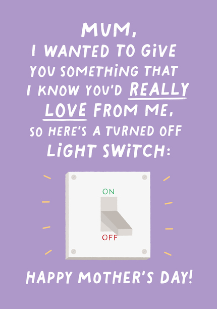 Light Switch Mother's Day Card