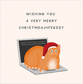 Cat Laptop Christmas Card