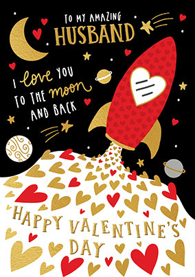 Husband Moon And Back Valentine Card