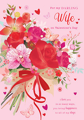 Darling Wife Pink Valentine Card