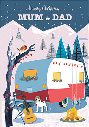 Mum and Dad Caravan Christmas Card