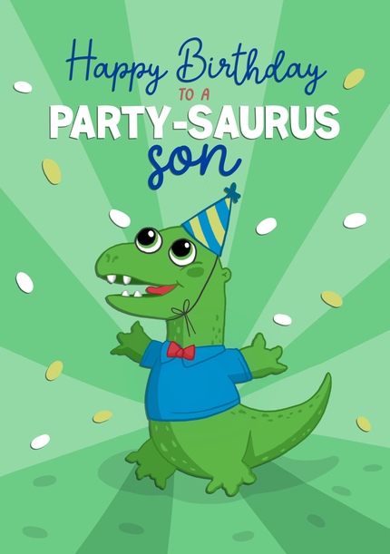 Party-saurus Son Birthday Card