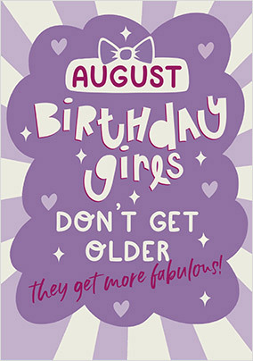 August Birthday Girls Card
