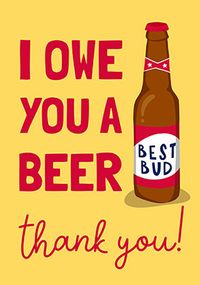 Tap to view Owe You a Beer Thank You Card