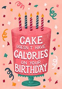 Tap to view No Calories in Birthday Cake Birthday Card