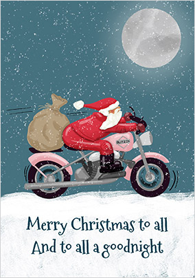 Santa Motorbike Christmas Card