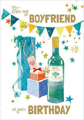 Wine and Gifts Birthday Boyfriend Card