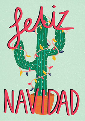 Feliz Navidad Cactus Christmas Card