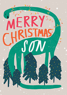 Dinosaur Merry Christmas Son Card