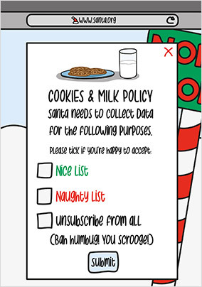 Check List Cookies and Milk Policy Christmas Card