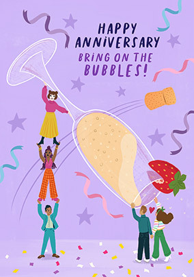 Bring on the Bubbles Purple Anniversary Card