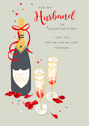 Husband Champagne Valentine Card