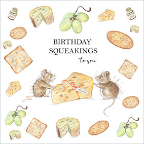 Cheese and Crackers Squeakings Birthday Card