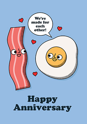 Egg and Bacon Happy Anniversary Card