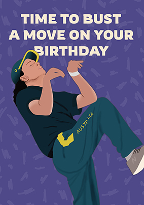 Olympic Breakdancing Birthday Card