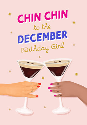 Chin Chin December Birthday Card