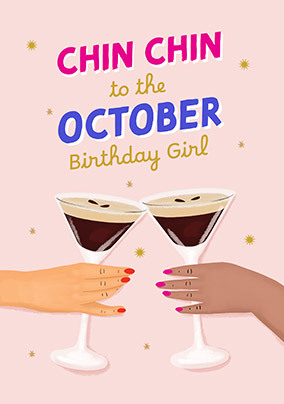 Chin Chin October Birthday Card